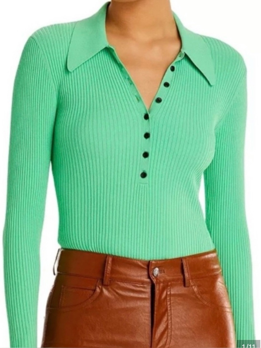 A.P.C. Mint Green Ribbed Button-Down Shirt